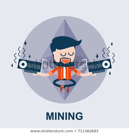 Foto stock: Ethereum Mining - Comic Vector Concept
