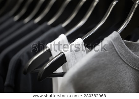 Zdjęcia stock: Black Cloth Hangers In Row