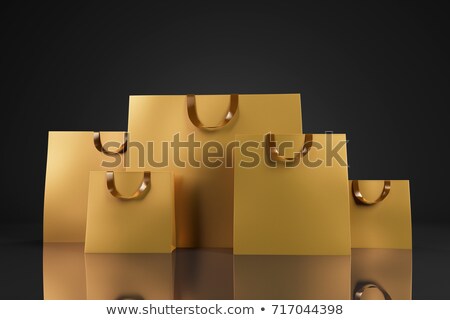 Сток-фото: Black And Gold Shopping Bag 3d Rendering