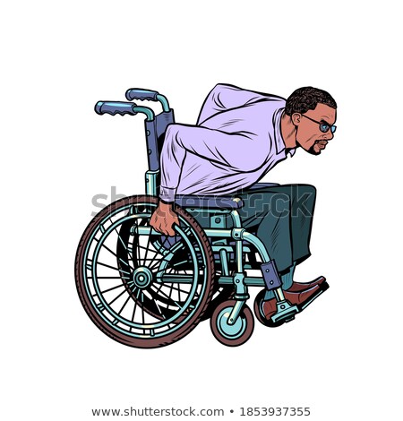 ストックフォト: Invalid Or Disabled Businessman In Black Suit Sitting Wheelchair