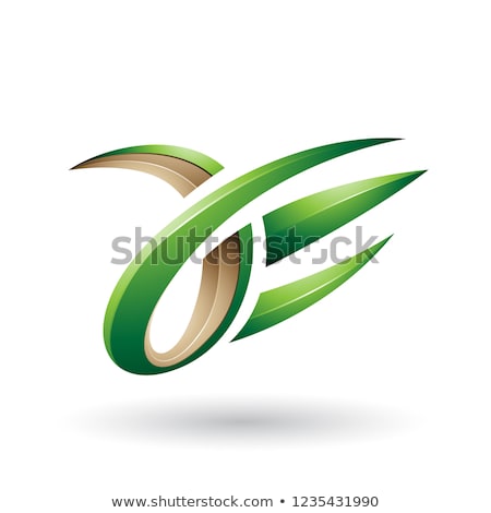 Stock fotó: Green And Beige 3d Claw Shaped Letter A And E Vector Illustratio