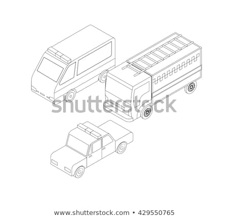 Foto stock: Police Color Outline Isometric Icons