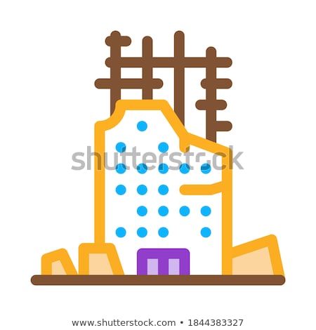 Stok fotoğraf: Collapse Of House To Initial Foundation Icon Vector Outline Illustration