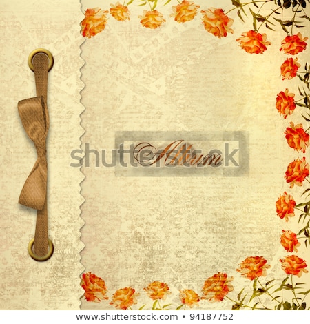 Foto d'archivio: Grunge Gold Album For Photos With Bow And Painted Roses