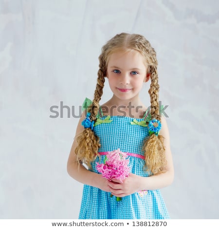 Stock photo: Cute Blonde Girl In Floral Dress Isolated On White