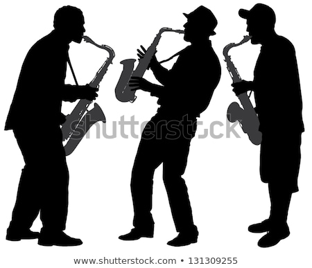 Zdjęcia stock: Musician Playing On Saxophone Vector Illustration