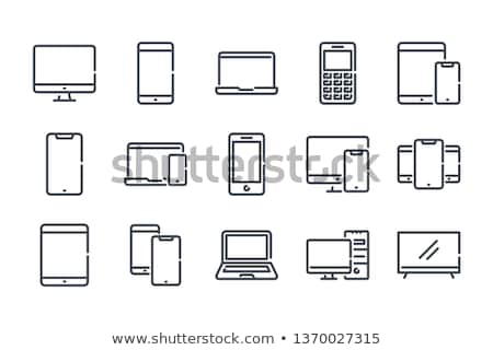 Stok fotoğraf: Digital Application Linear Icons With Symbols Set