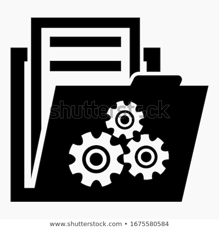 Stock foto: Folder Icon With Settings Cogs Or Gears System Preferences Icon In Trendy Flat Style Isolated On Wh