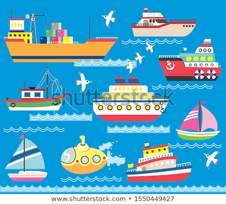 Foto stock: Sea Transport Cartoon Concept Icons
