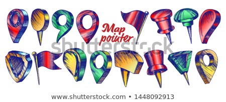 [[stock_photo]]: Color Stationery Pushpin In Triangle Flag Form Vector