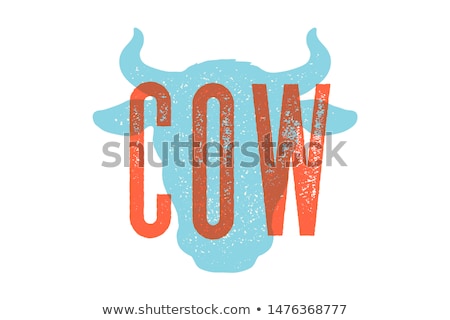 Stockfoto: Cow Bull Vintage Typography Lettering Retro Print