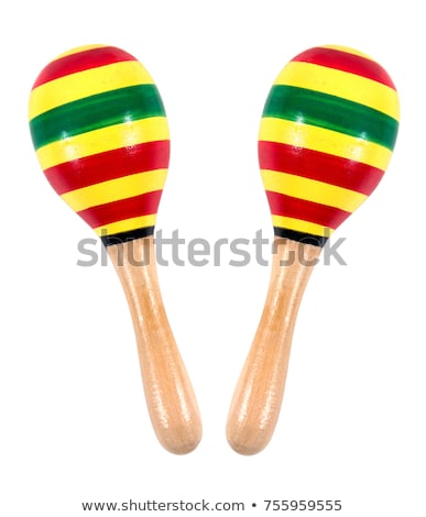 Stock photo: Single Of Colorful Wooden Maracas Isolated On White Background