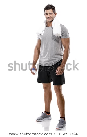 Stock fotó: Sportsman Exercising Workout Fitness Over White Background