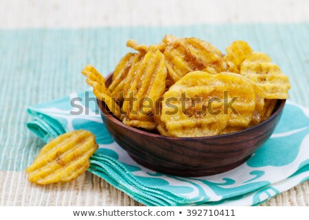 Сток-фото: Dried Dehydrated Deep Fried Banana Chips On A Tropical Summer Background