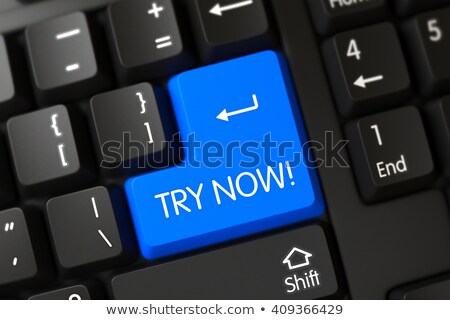 Zdjęcia stock: Keyboard With Blue Button - Try Now 3d