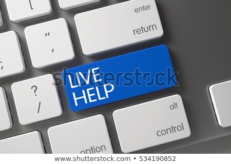 Foto stock: Live Help - Metallic Keyboard Concept 3d