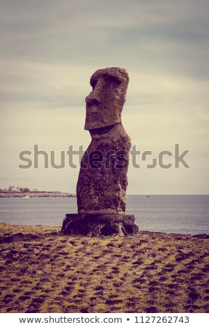 Stock fotó: Moai Statue Ahu Akapu Easter Island