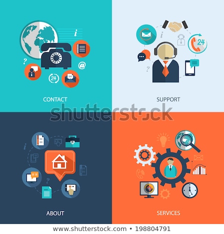 Foto stock: Business Customer Care Service Concept Icons Set Of Contact Us Support Help Phone Call And Websi