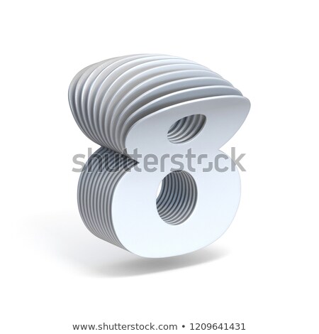 Сток-фото: Curved Paper Sheets Number 8 Eight 3d