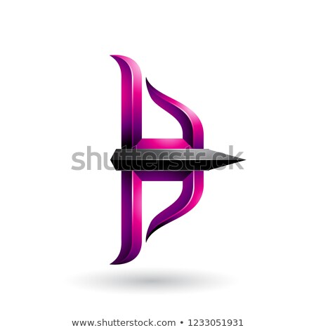 Foto stock: Magenta And Black Embossed Bow And Arrow Vector Illustration