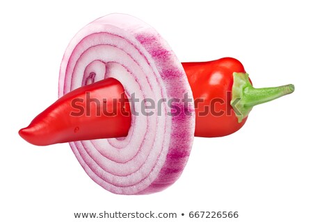 ストックフォト: Papirka Chile Pepper Stuck Into Onion Slice Paths