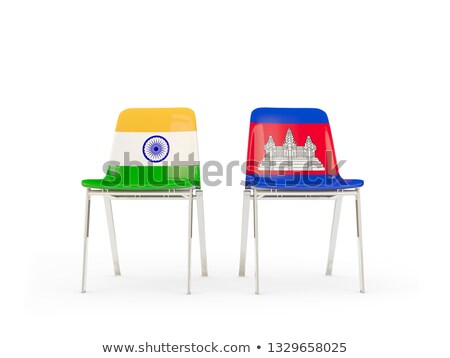 Сток-фото: Two Chairs With Flags Of India And Cambodia