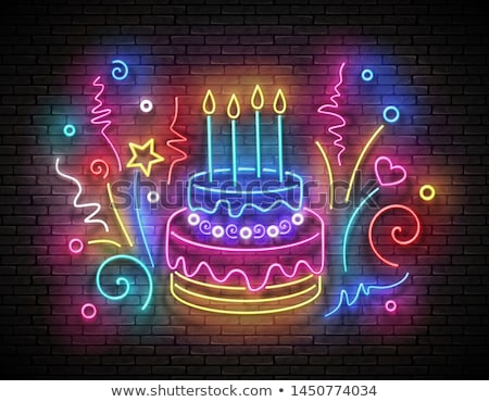 Stock fotó: Birthday Neon Icons