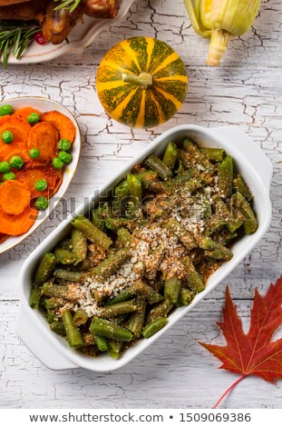 Stok fotoğraf: Green Beans Crumble With Breadcrumbs