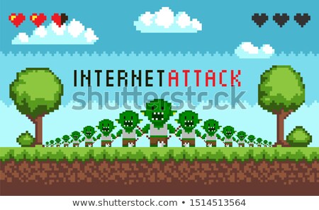 [[stock_photo]]: Pixel Game Interface Hacker Attack