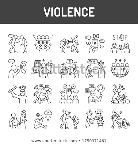 Stock photo: Bullying Aggression Collection Icons Set Vector