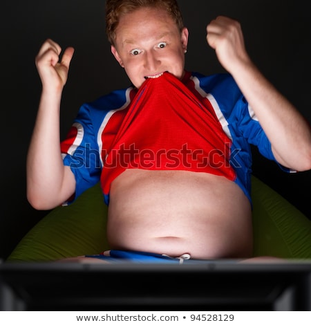 Сток-фото: Closeup Portrait Of Young Man Wearing Sportswear Fan Of Football