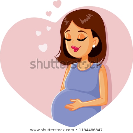 Stok fotoğraf: New Baby Announcement Card With Pregnant Woman