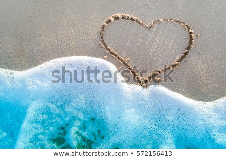 Stock foto: Heart Drawing In The Sand On The Morning Beach