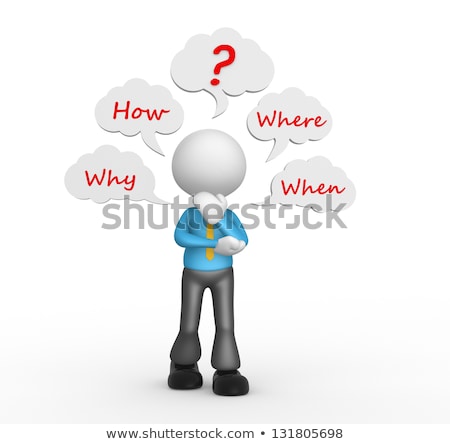 Stock photo: 3d People With Question Mark And Text Bubble