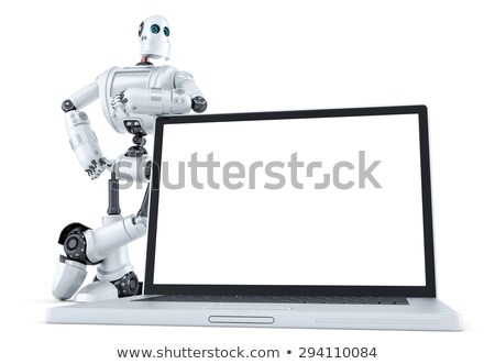 Stok fotoğraf: Robot With Monitor Isolated Contains Clipping Path