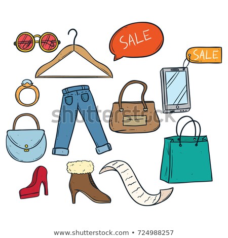 Сток-фото: Colored Shopping Doodles Sale Hand Drawn Style