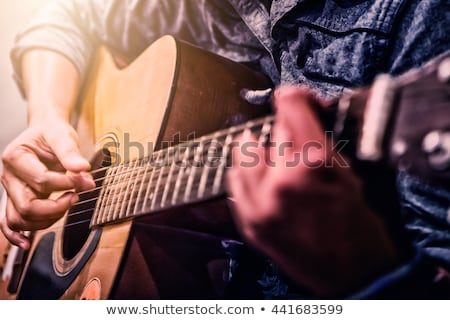 Zdjęcia stock: Closeup Of Playing An Acoustic Guitar