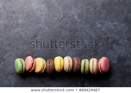 Stock fotó: French Macarons On The Slate Stone Background