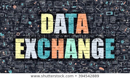 Foto stock: Data Exchange Concept Multicolor On Dark Brickwall