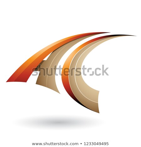 [[stock_photo]]: Orange And Beige Dynamic Flying Letter C Vector Illustration