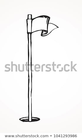 Foto stock: Golf Hole And Flag Hand Drawn Outline Doodle Icon