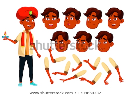 Zdjęcia stock: Indian Teen Boy Vector Teenager Friends Life Face Emotions Various Gestures Animation Creation