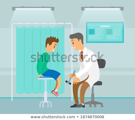 Foto stock: Character Neurologist Checking Boy Reflex Vector