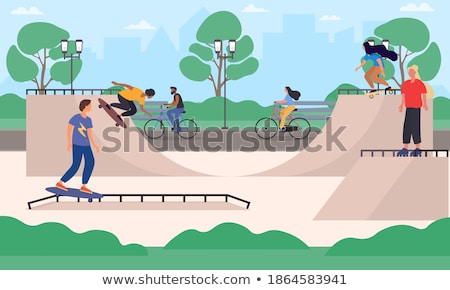 Stock photo: Teenager On Skateboard Urban Hobby Board Vector