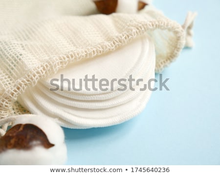 Stock photo: Organic Cotton Pads On Blue Background Cosmetics And Make Up Re