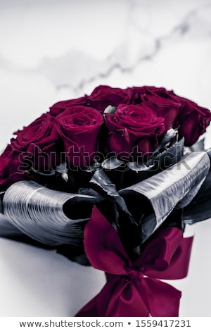 Stock foto: Luxury Bouquet Of Maroon Roses On Marble Background Beautiful F