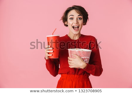 Stok fotoğraf: Standing Young Woman Wearing Red Dress