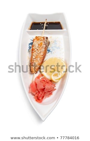 [[stock_photo]]: Shish Kebab On A Plate In The Form Of A Boat