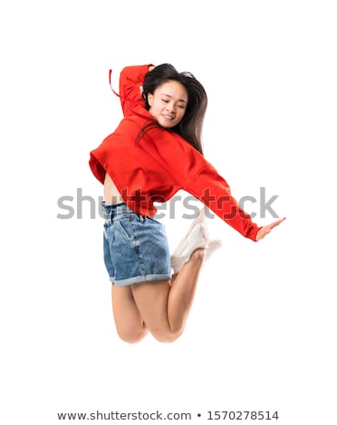 Сток-фото: Modern Style Dancer Jumping On White Background