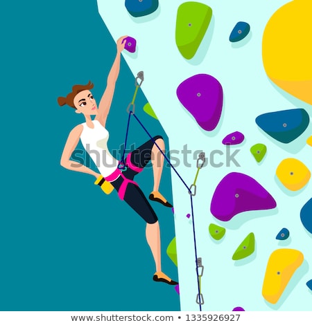 ストックフォト: Flat Vector Illustration For Rock Climbing Quickdraw